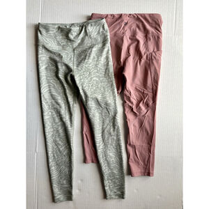 Athleta Girl 2 Pair Leggings High Rise Chit Chat Med/ Stash Your Treasure Lg